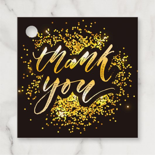 Moderne Hochzeit Danke an Gold Glitzer Editable Geschenkanhänger (Vorderseite)