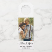 Moderne Hochzeit Danke Foto Flaschenanhänger (Vorderseite)