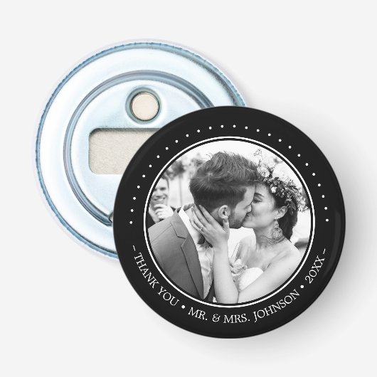 Moderne Hochzeit Danke Foto Flaschenöffner (Vorderseite)
