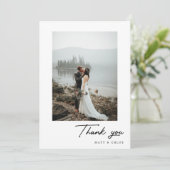 Moderne Hochzeit Danke Fotokarte Feiertagskarte (Stehend Vorderseite)