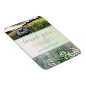 Moderne Hochzeit Danke, grünes, rosa Foto Magnet (Rechte Seite)