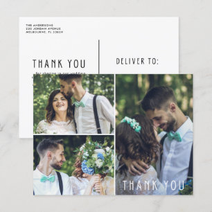 Moderne Hochzeit Danke Ihnen drei Foto Postkarte