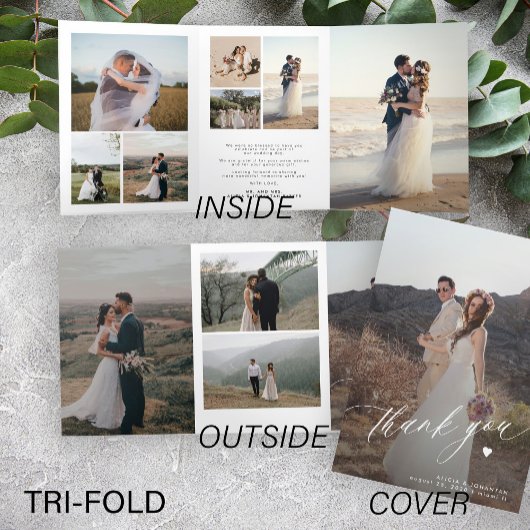 Moderne Hochzeit danke Ihnen Multi-Foto Collage Ca Dreifach Gefaltete Einladung