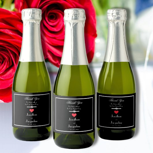 Moderne Hochzeit Danke Mini Sparkling Weinlabel Schaumweinetikett