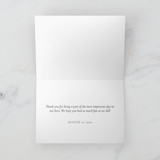 Moderne Hochzeit Danke Minimalistische Karte (Innenseite)