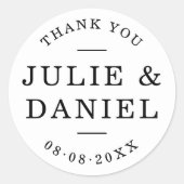 Moderne Hochzeit Danke Runder Aufkleber (Vorderseite)