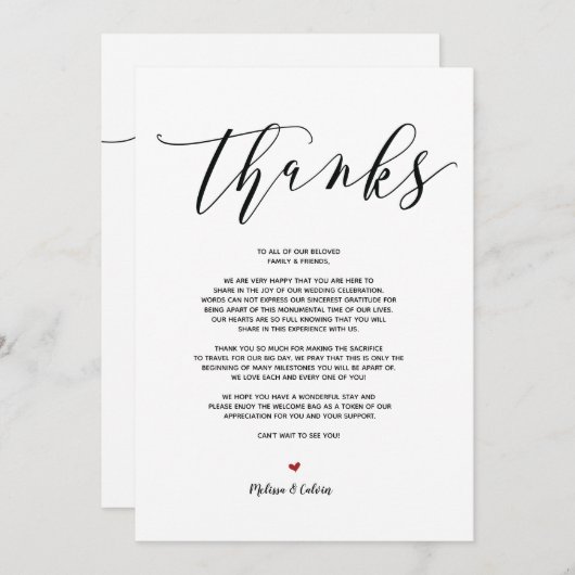 Moderne Hochzeit Danke und Reisekarte v9 Einladung (Vorne/Hinten)