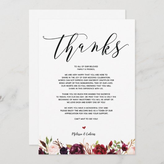 Moderne Hochzeit danken Ihnen, v1 zu kardieren Einladung (Vorne/Hinten)