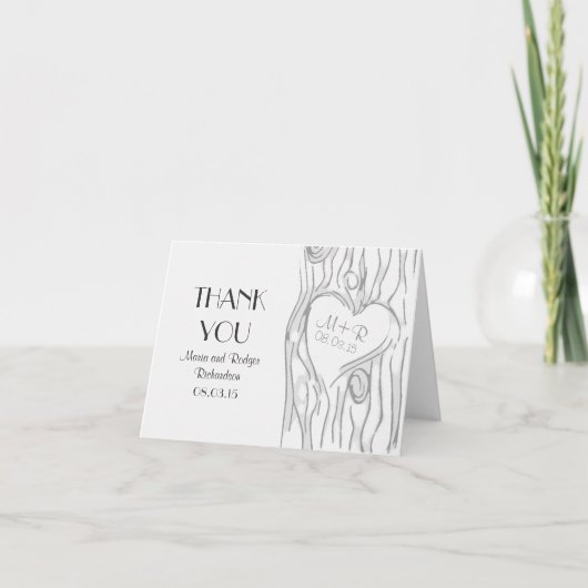 Moderne Hochzeit Dankeschön Karte mit Baum (Vorderseite)