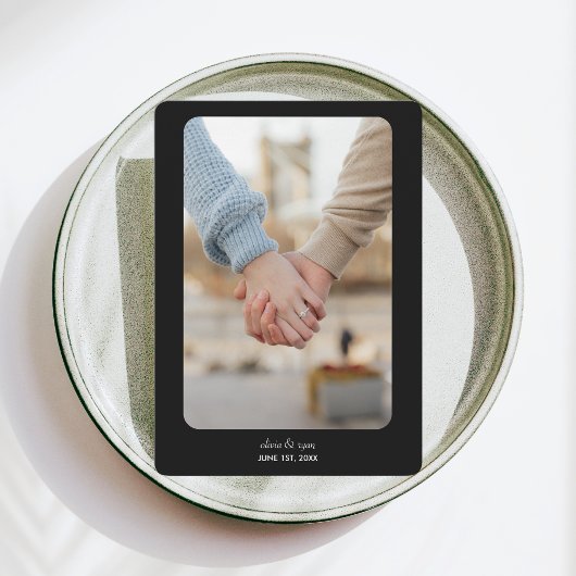 Moderne Hochzeit | Datum freihalten | Weiß auf Sch Save The Date