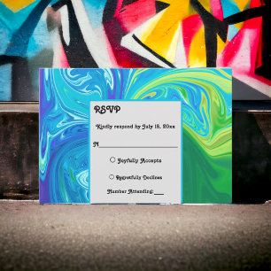 Moderne Hochzeit der Abstrakten Kunst in blauem Bl RSVP Karte