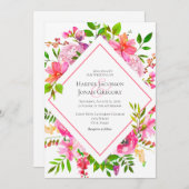 Moderne Hochzeit der Aquarellblume Einladung (Vorne/Hinten)