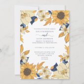 Moderne Hochzeit der blauen Blütenblume Einladung (Vorderseite)