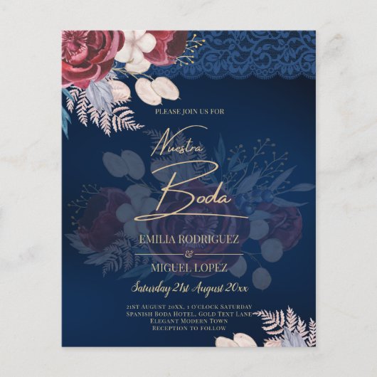 Moderne Hochzeit der Blauen Burgund Flyer (Vorne)