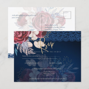 Moderne Hochzeit der Blauen Burgund Postkarte
