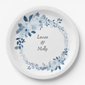 Moderne Hochzeit der Blauen Franzosen Pappteller (Vorderseite)
