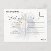 Moderne Hochzeit der Blauen Gold-Blume Postkarte (Rückseite)