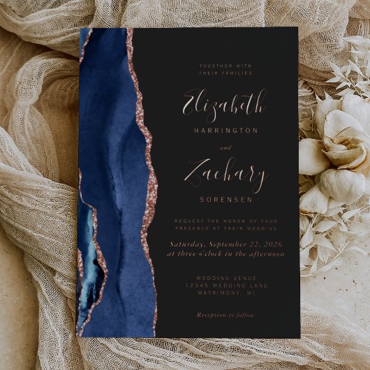 Moderne Hochzeit der blauen Rose Folieneinladung