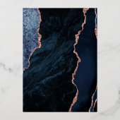 Moderne Hochzeit der blauen Rose Folieneinladung (Rückseite)