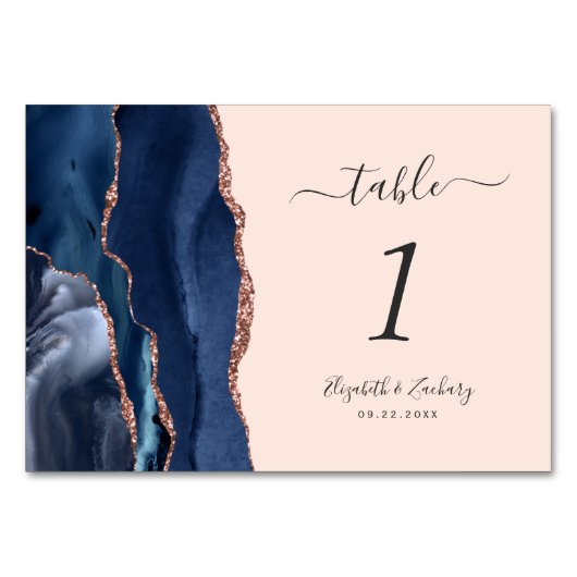 Moderne Hochzeit der blauen Rose Tischnummer (Rückseite)