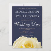 Moderne Hochzeit der blauen Rosenblume in Mitterna Einladung (Vorderseite)