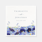 Moderne Hochzeit der Blauen Wildblume Serviette (Vorderseite)