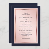 Moderne Hochzeit der Blue Blush Rose Einladung (Vorne/Hinten)