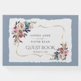 Moderne Hochzeit der Blue Misty Rose Gästebuch