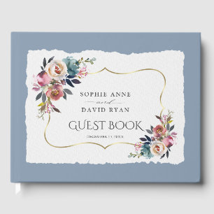 Moderne Hochzeit der Blue Misty Rose Gästebuch