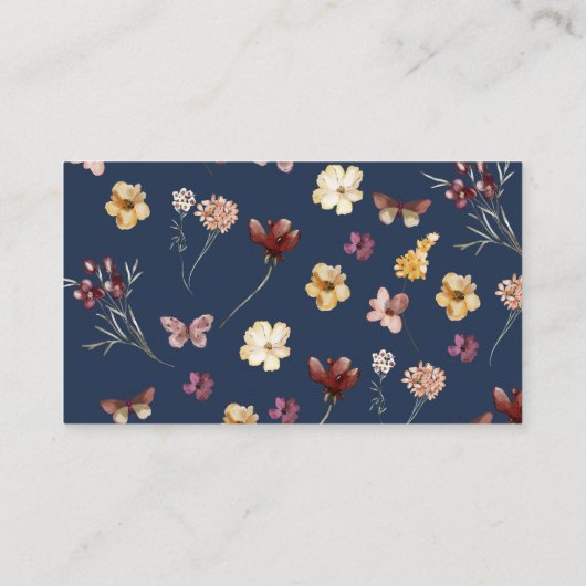 Moderne Hochzeit der Blue Wildblume Qr Code UAwg Begleitkarte (Rückseite)