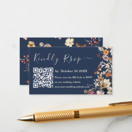 Moderne Hochzeit der Blue Wildblume Qr Code UAwg Begleitkarte
