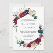 Moderne Hochzeit der Burgunder Marine Blush Einladung (Vorderseite)