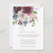 Moderne Hochzeit der Burgundy Navy & Blush Einladung (Vorderseite)