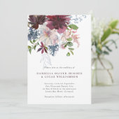 Moderne Hochzeit der Burgundy Navy & Blush Einladung (Stehend Vorderseite)