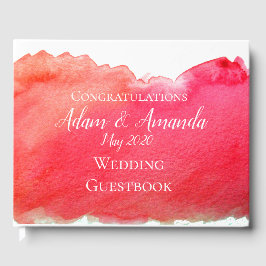 Moderne Hochzeit der einfachen roten Aquarellkunst Gästebuch