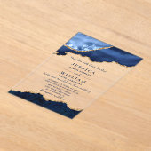 Moderne Hochzeit der Golden Navy Acryleinladungen (Ablage )