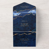 Moderne Hochzeit der Golden Navy All In One Einladung (Außenbereich)