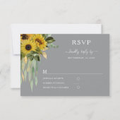 Moderne Hochzeit der grauen Sonnenblume RSVP Karte (Vorderseite)