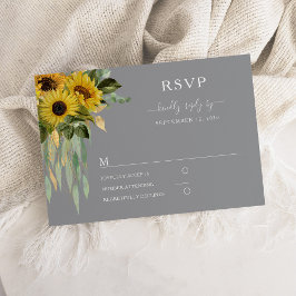 Moderne Hochzeit der grauen Sonnenblume RSVP Karte