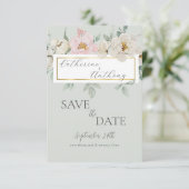 Moderne Hochzeit der grünen Golfloralblüte Save The Date (Stehend Vorderseite)