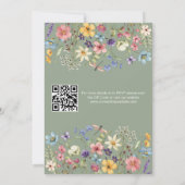 Moderne Hochzeit der Grünen Wildblume mit QR-Code Einladung (Rückseite)