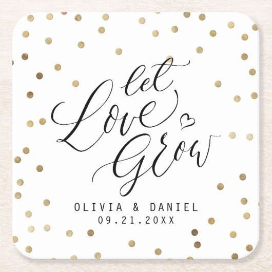 Moderne Hochzeit der Kalligraphie "Lass Liebe wach Rechteckiger Pappuntersetzer (Vorderseite)