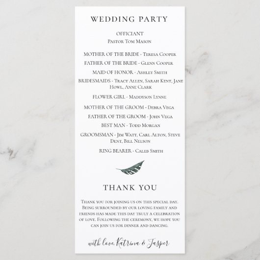 Moderne Hochzeit der Korallenkorallen Programm (Rückseite)