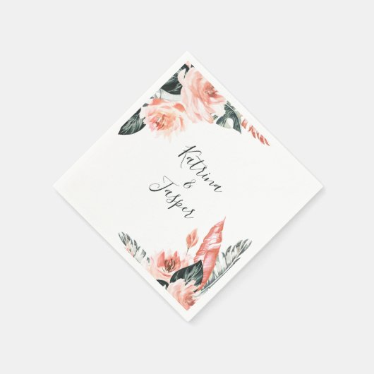 Moderne Hochzeit der Korallenwüste Serviette (Ecke)