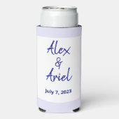 Moderne Hochzeit der Marine in Blau, Weiß und Lave Selters Dosenkühler (Seltzer Rückseite)