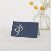Moderne Hochzeit der Marine mit Blau und Gold Platzkarte (Rückseite)