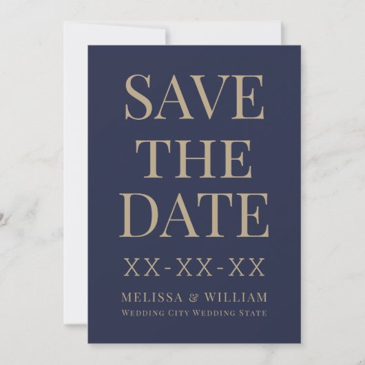 Moderne Hochzeit der Marine Save The Date (Vorderseite)