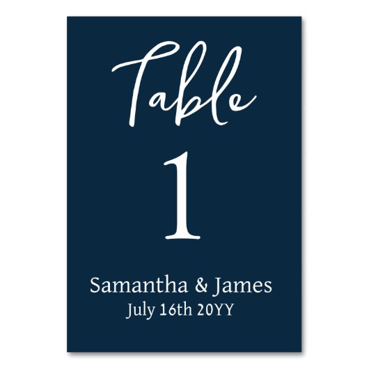 Moderne Hochzeit der Marine Tischnummer (Vorderseite)