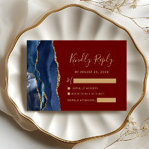 Moderne Hochzeit der Navy Blue Gold Agate Burgundy