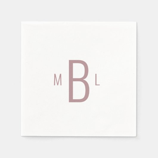 Moderne Hochzeit der Rose Monogram Serviette (Vorderseite)